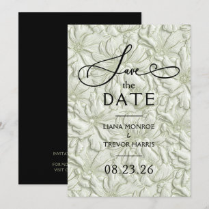 Falsche geprägte Salbeigrüne Hochzeitsblumen Save The Date