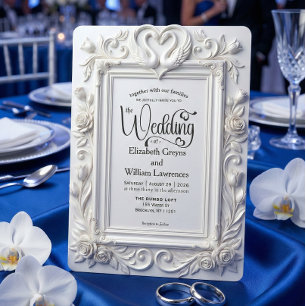 Falsche geprägte Schwäne und Rosen Märchenhochzeit Einladung