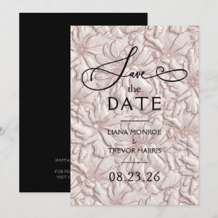 Falsche geprägte staubige rosa Blumenhochzeit Save The Date
