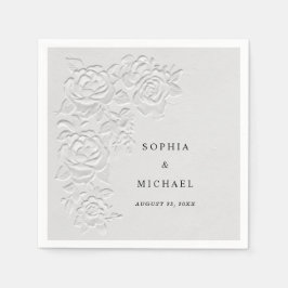 Falsche geprägte weiße Rosen Hochzeitsservietten Serviette