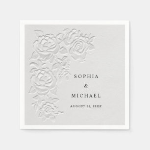 Falsche geprägte weiße Rosen Hochzeitsservietten Serviette
