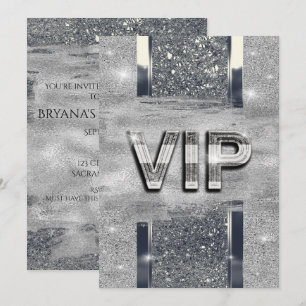 Falsche glänzende silberne metallische VIP-Party-E Einladung