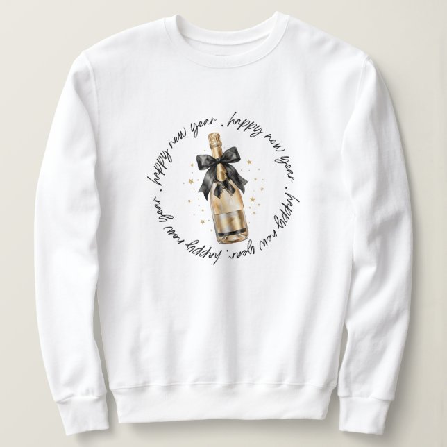 Falsche Glitter Coquette Champagnerflasche Neujahr Sweatshirt (Design vorne)