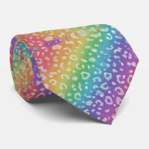 Falsche Glitter Regenbogen Leoparden Druck Krawatt Krawatte