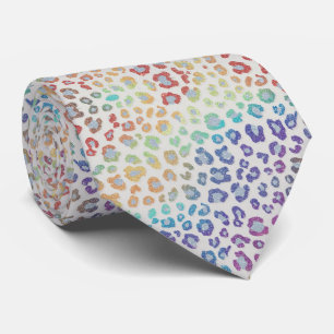 Falsche Glitter Regenbogen Leoparden Druck Krawatt Krawatte
