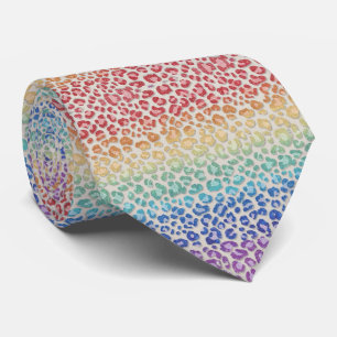 Falsche Glitter Regenbogen Leopardenprint Krawatte