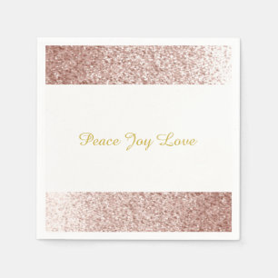 Falsche Glitter-Roségold-Frieden-Freude-Liebe Serviette