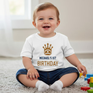 Falsche Gold Glitter Königliche Prinzenkrone Gebur Baby T-shirt