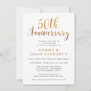 Falsche Gold-Kalligrafie 50. Hochzeitstag Einladung