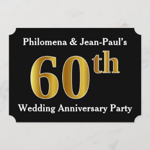 Falsche Gold-Optik 60. Hochzeitstag-Party Einladung