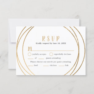 Falsche Gold-Rund Geo-Rahmen Hochzeit RSVP + Haupt Karte