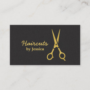 Falsche Gold-Schere-Haarschnitt-Friseur-Chevron Visitenkarte