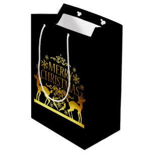 Falsche Gold Schwarze Frohe Weihnachten Geschenktü Mittlere Geschenktüte