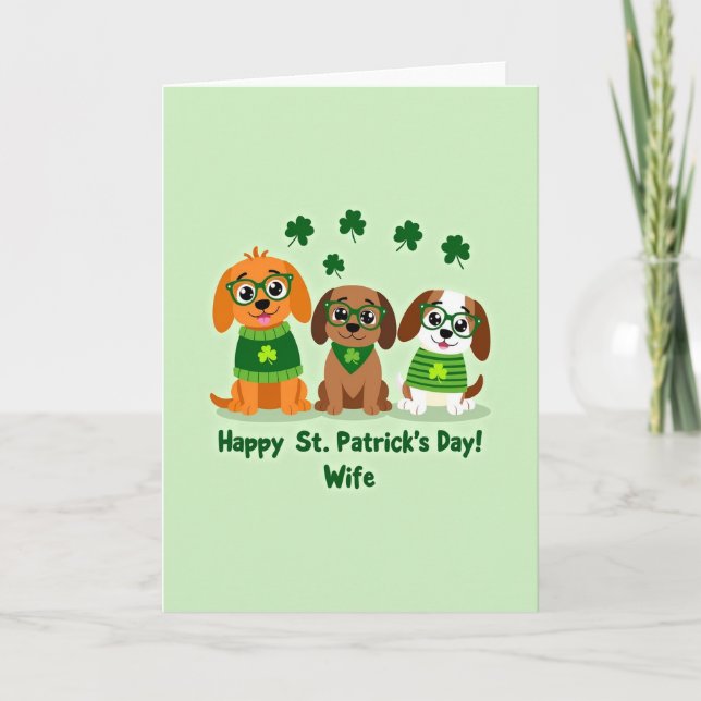 Falsche Gold St. Patricks Welpen Karte (Vorderseite)