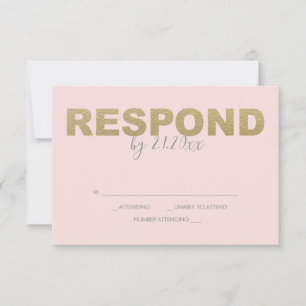 Falsche Gold- und rosa Antwort-RSVP-Karten RSVP Karte
