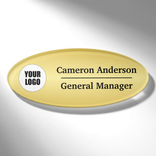 Falsche Gold Werbe-Messe Custom Logo Oval Namenschild