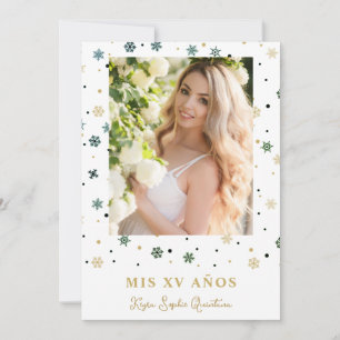 Falsche goldene Schneeflocke Foto Quinceañera Span Einladung