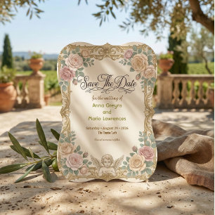 Falsche Goldfolie Barock Rokoko Engel Save The Date