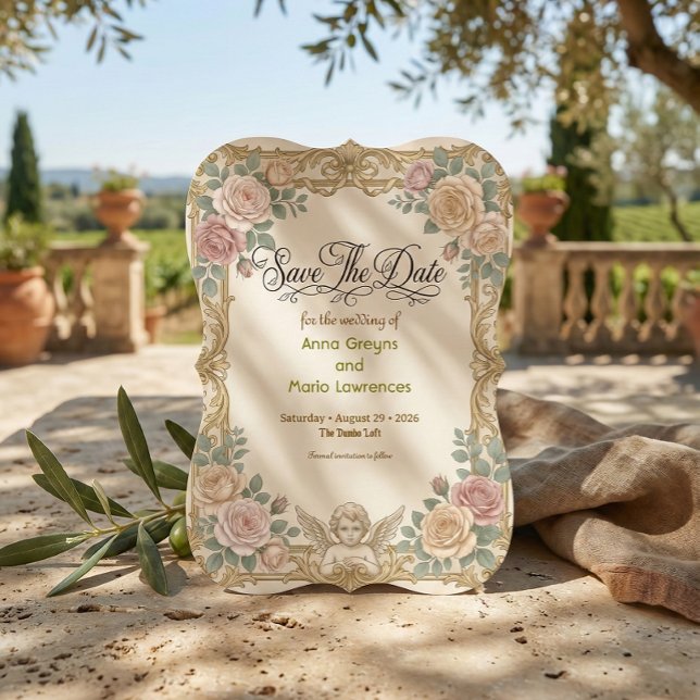 Falsche Goldfolie Barock Rokoko Engel Save The Date (Von Creator hochgeladen)