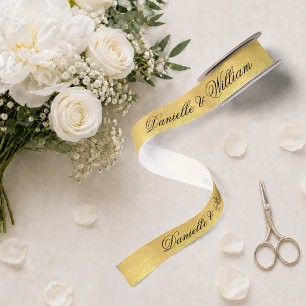 Falsche Goldfolie Elegante schwarze Kalligrafie Ho Satinband