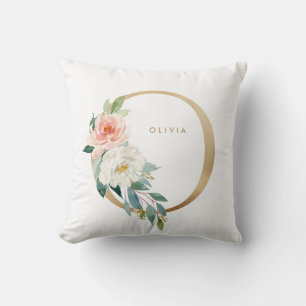 Falsche Goldfolie Florale Buchstabe O Monogramm Ki Kissen