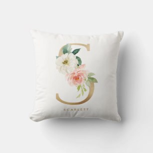 Falsche Goldfolie Florale Buchstabe S Monogramm Ki Kissen