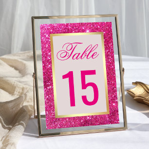 Falsche Goldfolie Hot Pink Glitter-Hochzeit Tischnummer