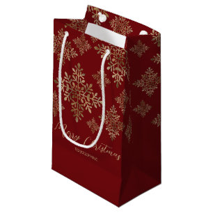 Falsche Goldfolie-Schneeflocken auf Rot (keine ech Kleine Geschenktüte