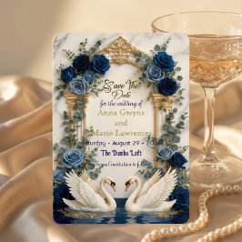 Falsche Goldfolie- und Marmorschwäne Royalblaue Bl Save The Date