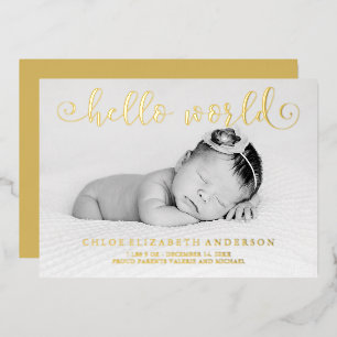 Falsche Goldfolien-Typografie-Fotos für Baby-Ankün Folieneinladung
