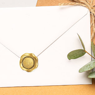 Falsche Goldwachs-Initialen Monogramm-Hochzeit Runder Aufkleber
