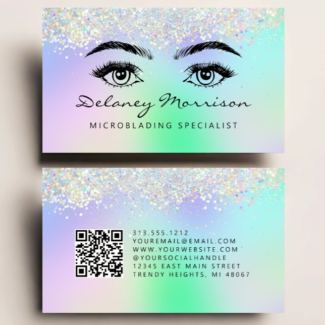 Falsche holografische Glitter-Augen-QR-Code-Microb Visitenkarte (Von Creator hochgeladen)