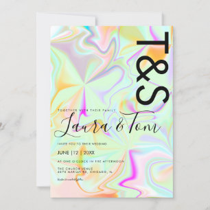 Falsche holografische rosa fette Schrift-Typografi Einladung
