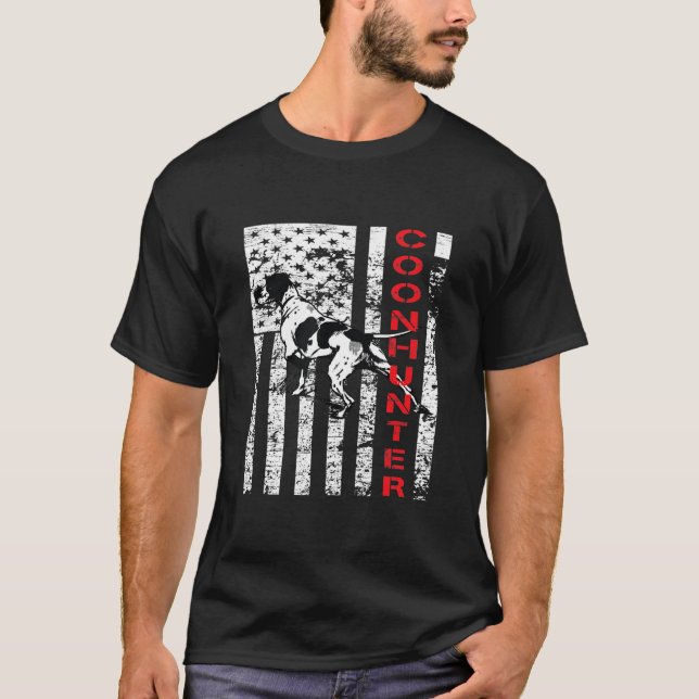 Falsche Münzjagd mit einem Hund Hund und USA T-Shirt (Vorderseite)