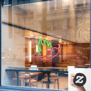 Falsche Neon-Rote Chili-Schote Grüne Flamme Fensteraufkleber