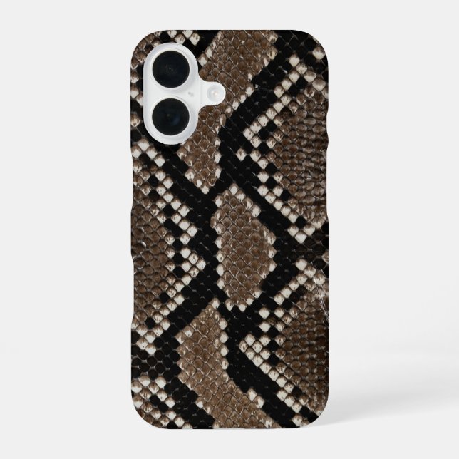 Falsche Netzpython-Schlangenhaut iPhone 16 Hülle (Rückseite)