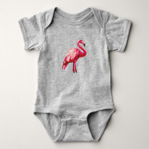Falsche Pailletten bedruckt Tropischer Flamingo Vo Baby Strampler