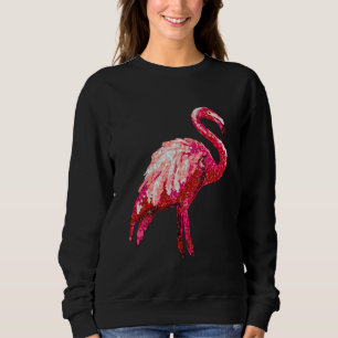 Falsche Pailletten bedruckter tropischer Flamingo- Sweatshirt