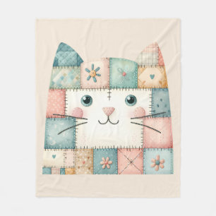 Falsche Patchwork-Pastell-Hütte-Kitty-Gesicht Fleecedecke