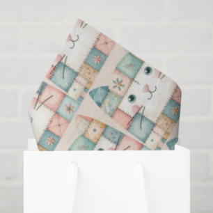 Falsche Patchwork-Pastell-Hütte-Kitty-Gesicht Seidenpapier