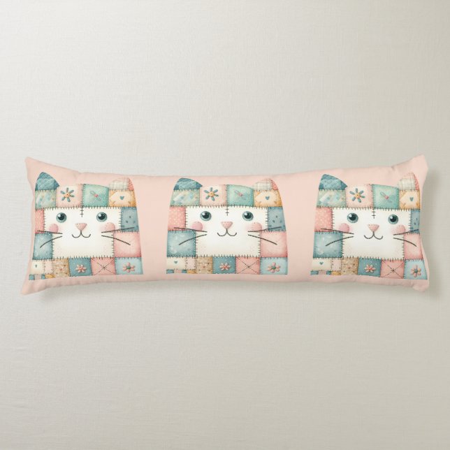 Falsche Patchwork-Pastell-Kitty-Hütte Seitenschläferkissen (Vorderseite)