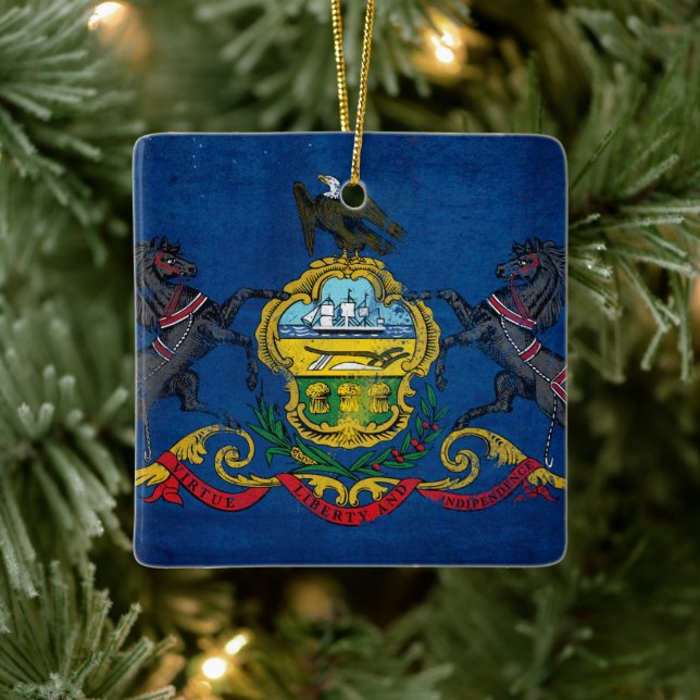 Falsche Pennsylvania-Flagge Keramikornament (Baum)