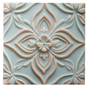 Falsche Relief-Mint-Blau-Blume Boho-Blumen Fliese