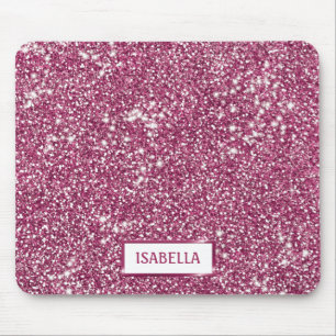 Falsche rosa Glittertextur mit individuellem Namen Mousepad