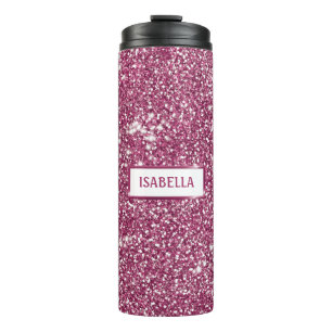 Falsche rosa Glittertextur-Optik mit individuellem Thermosbecher