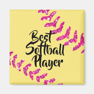 Falsche rosa glitzernde Softball-Stiche Magnet