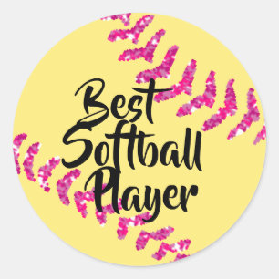 Falsche rosa glitzernde Softball-Stiche Runder Aufkleber
