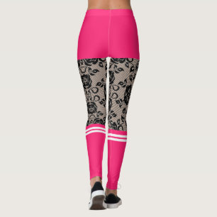 Falsche rosa Shorts , Socken und schwarze Spitzleg Leggings