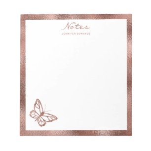 Falsche Rose Gold Folie Schmetterling & Benutzerde Notizblock