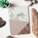 Falsche Rose Gold Glitter Blush Pink Marble Monogr iPad Mini Hülle<br><div class="desc">There's a party happening right here on this smart cover and you're einladung to add your initials! Fabulously Falsch-marble and blush pink leather effect with a rose gold glitter. Please note that all this is a printed effect - no pink animals, marbled critters or or rose gold glitters were harmed...</div>